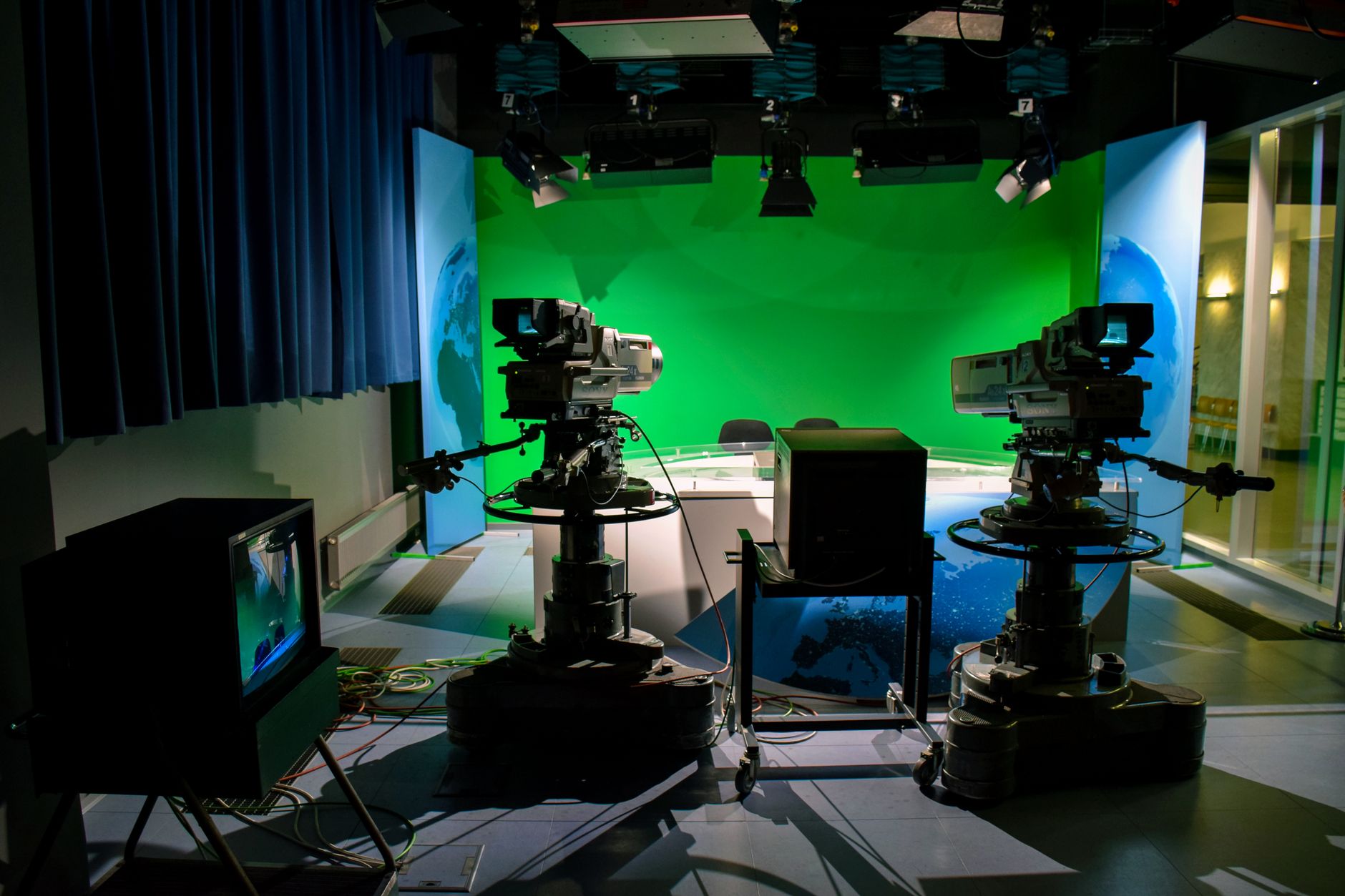 Television studio camera background