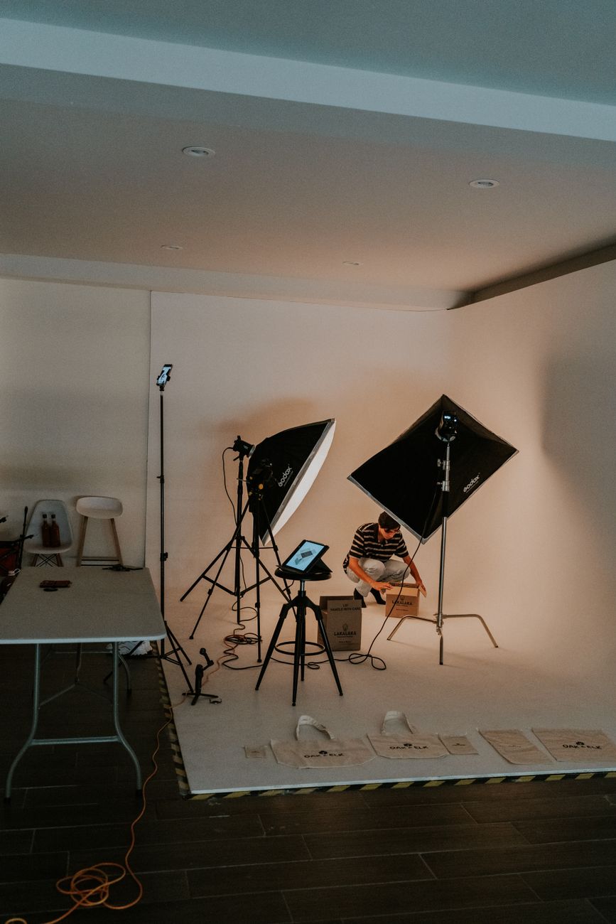Videography gear on desk